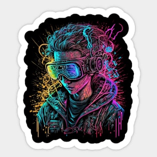 Cyberpunk VR Boy Sticker